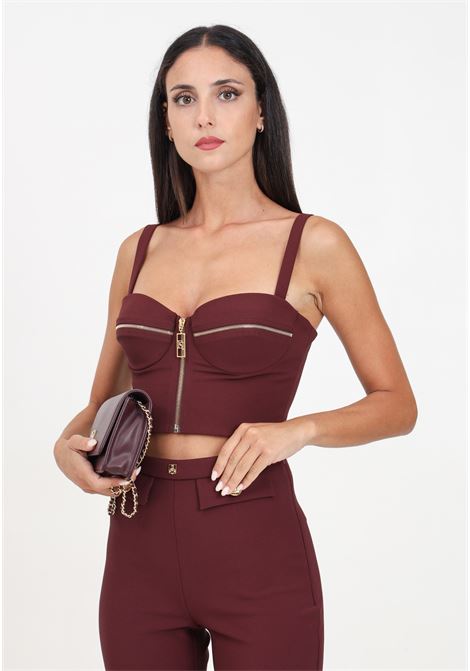 Corpetto bordeaux da donna con motivo di zip ELISABETTA FRANCHI | TO00146E2CG3